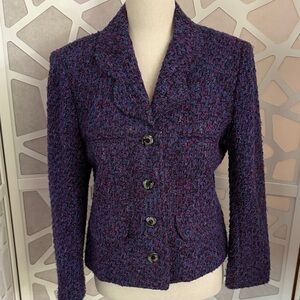 Chic Women's Tweed Blazer in Purple